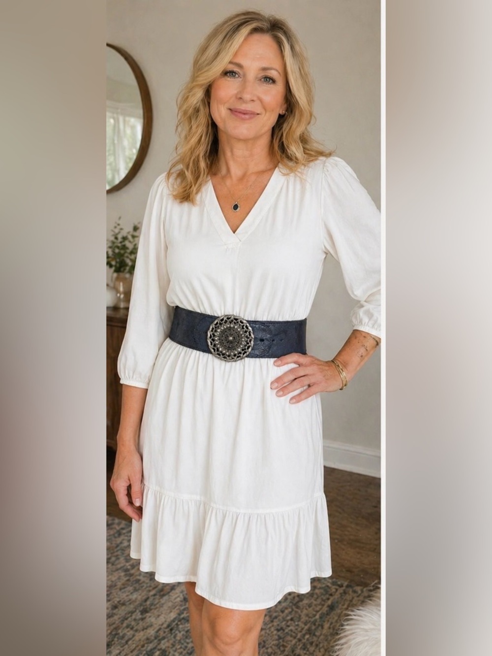 Chicos Navy Leather Belt